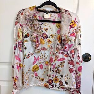 Just Cavalli Vintage Floral Silk Blouse size 40
